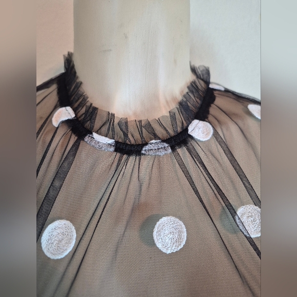 Livie & Luca Black Sheer Polka Dot Dress - Picture 4 of 7